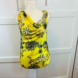 silk yellow camisole with floral print